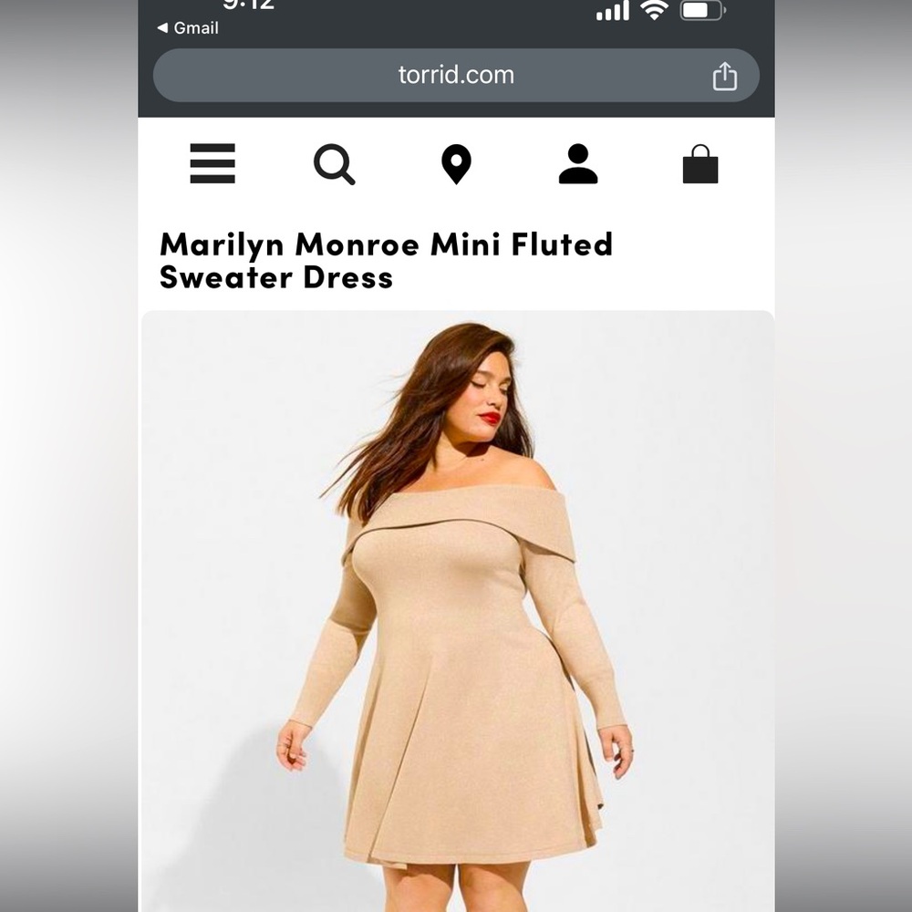 Off shoulder shimmery fold over dress Marilyn Monroe x torrid